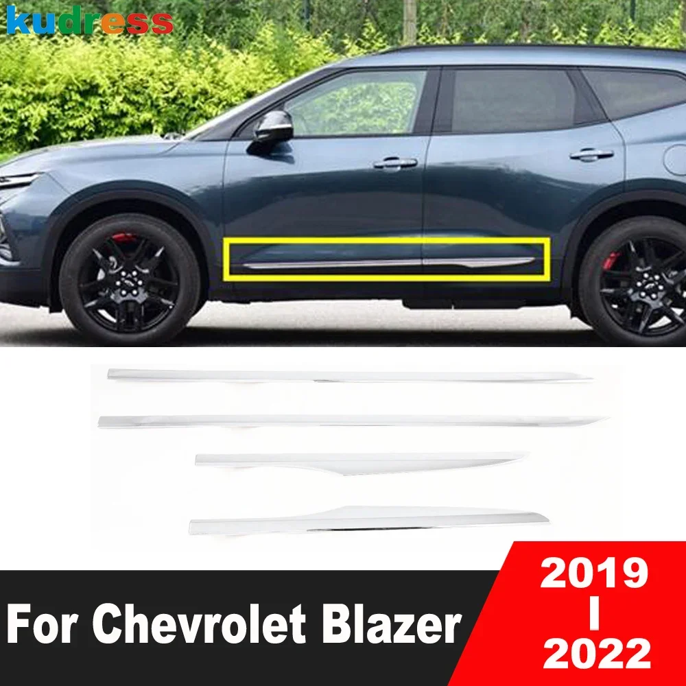 For Chevrolet Blazer 2019 2020 2021 2022 Chrome Car Side Door Body Trim Door Line Panel Streamer Molding Strip Accessories