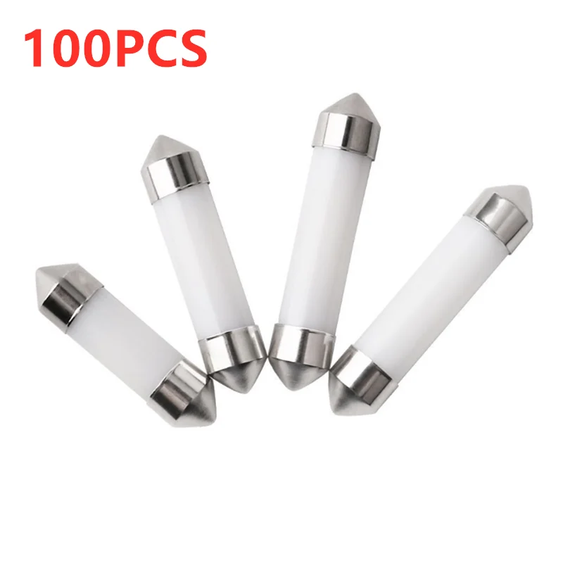 

100PC C5W COB Car LED Bulb 41mm 39mm 36mm 31mm 12V White Light Car Interior Reading Light Double-pointed Ceramic Lamp