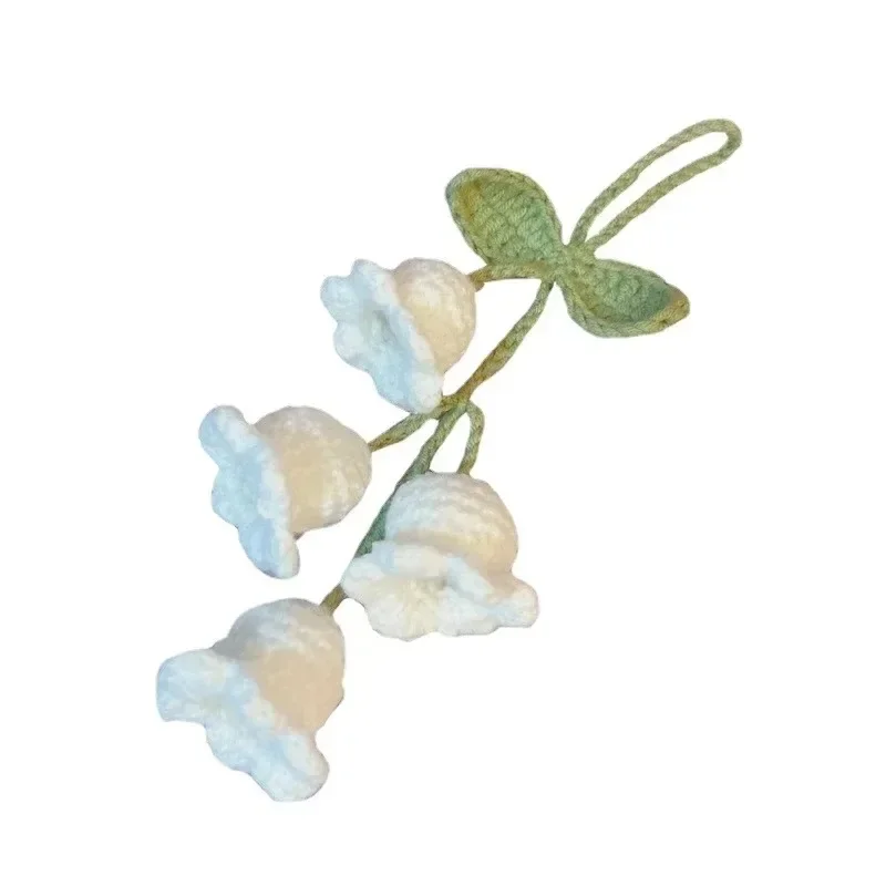 1PCS Handmade Crochet Car Pendant - Lily & Bluebell Flower Rearview Mirror Hanging & Keychain, Ideal Women’s Gift