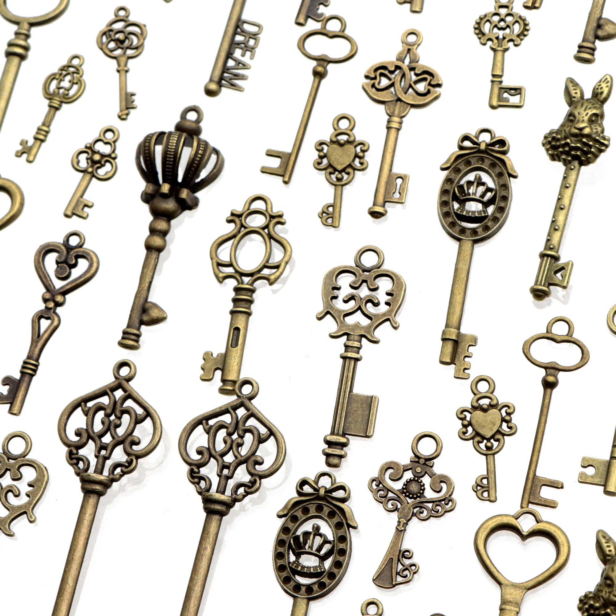 20/24/40/46pcs Mixed Small Keys Charms Vintage bronze Metal Zinc Alloy Fine Trendy Mixed Pendant Charms Making,1Yc26192