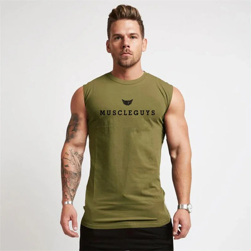 

FITNESS SHARK Summer Sleeveless running Tank Top Men's Breathable Sweat-absorbing Slim Fit T-shirt