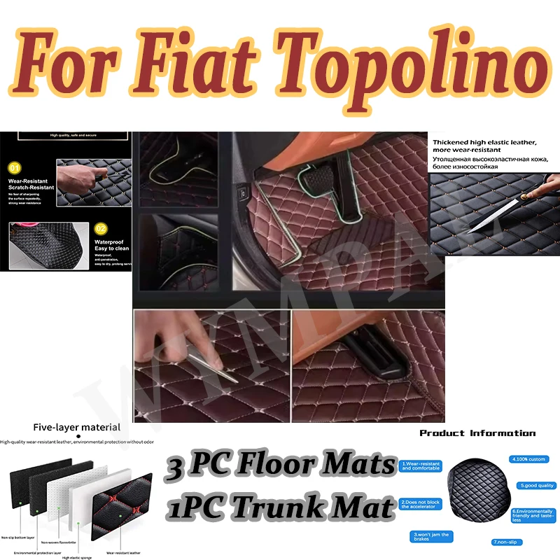 

Luxury Car Floor Mats For Fiat Topolino 500 2012 2011 Auto Interiors Accessories Styling Custom Products Replacement Foot Rugs