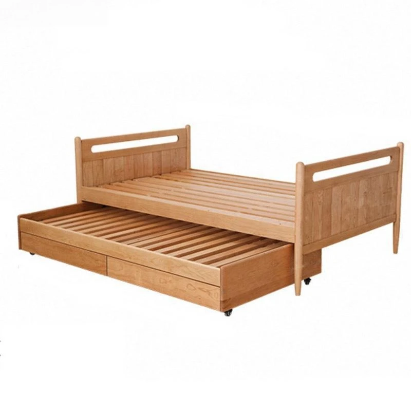 

Cherry wood all-solid wood children's bed, Japanese-style log bunk bed, with drawer trailer, mother and child bed