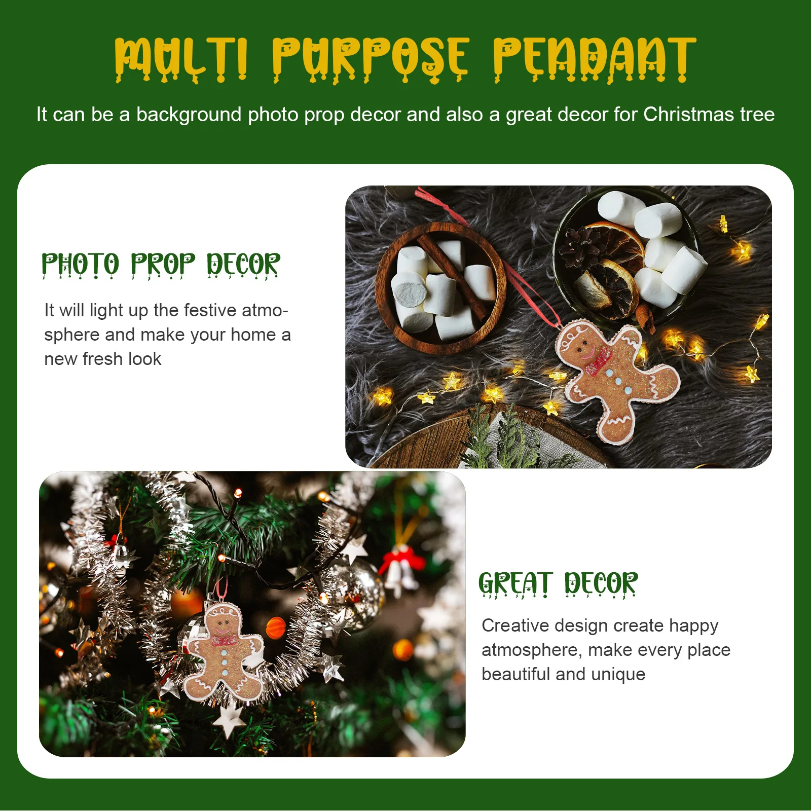 

Christmas Gingerbread Man Pendant Sturdy Hanging Ornament Xmas Tree Decor Party Prop Festive Hanging Decoration