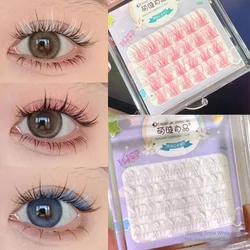 Pink/White Colored Eyelash Clusters Manga Lashes Colored False Eyelashes Natural Long Faux Mink Fake Eyelashes Makeup Tools