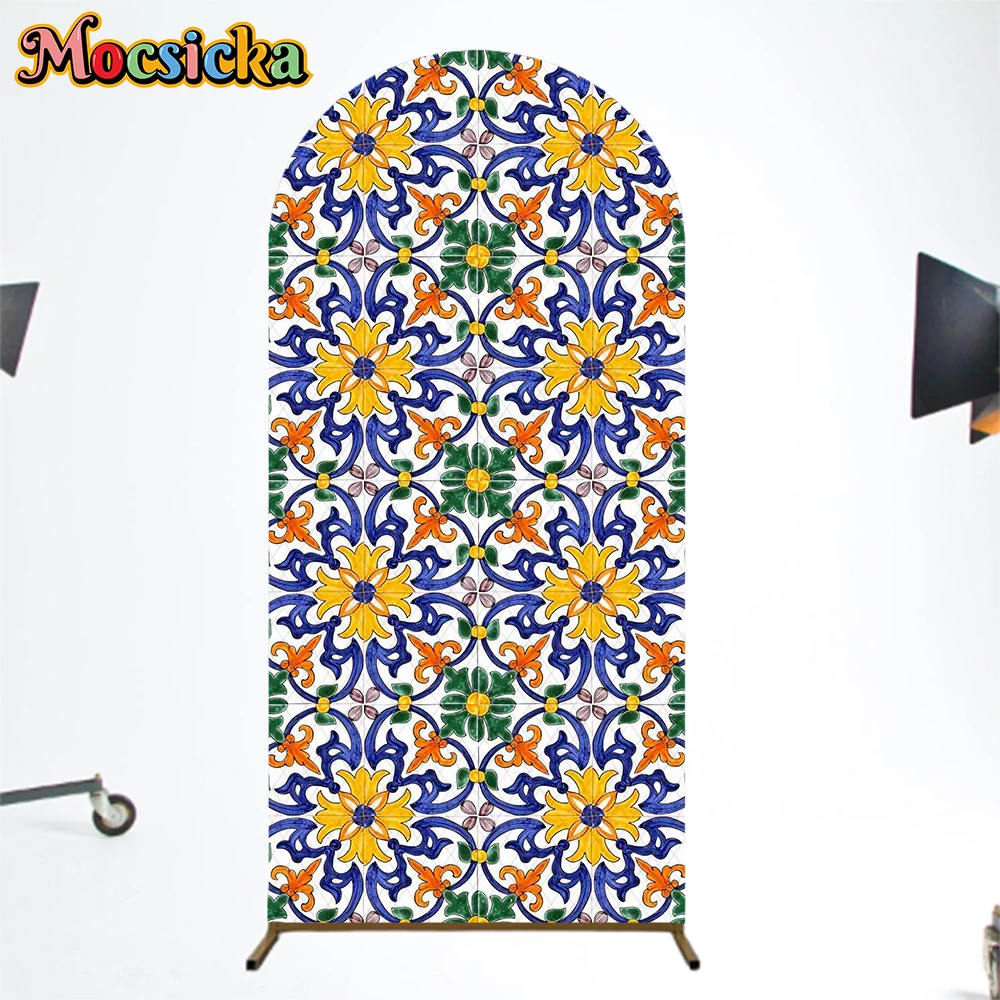 Mocsicka Arch Backdrop Cover Double-Faced Abstract Art Flower Decoration Birthday Party Photo Arched Background Photography Prop