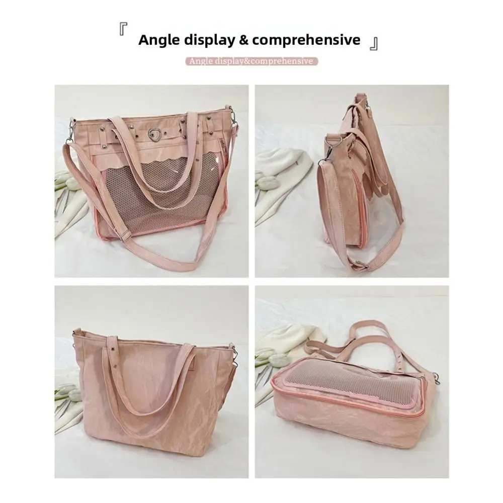 Transparente Ita-Tasche mit großem Fassungsvermögen, originelles Design, Y2K-Tragetasche, minimalistischer Stil, Innenfach, JK-Uniform-Umhängetasche – Detail 8