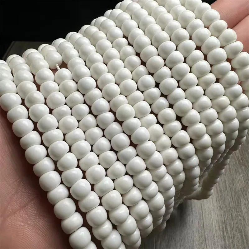 Hainan White Jade Bodhi Carved Passion Fruit Seed Large Intestine Garlic Slice Bead Buddhist Bracelet, Exquisitely Crafte