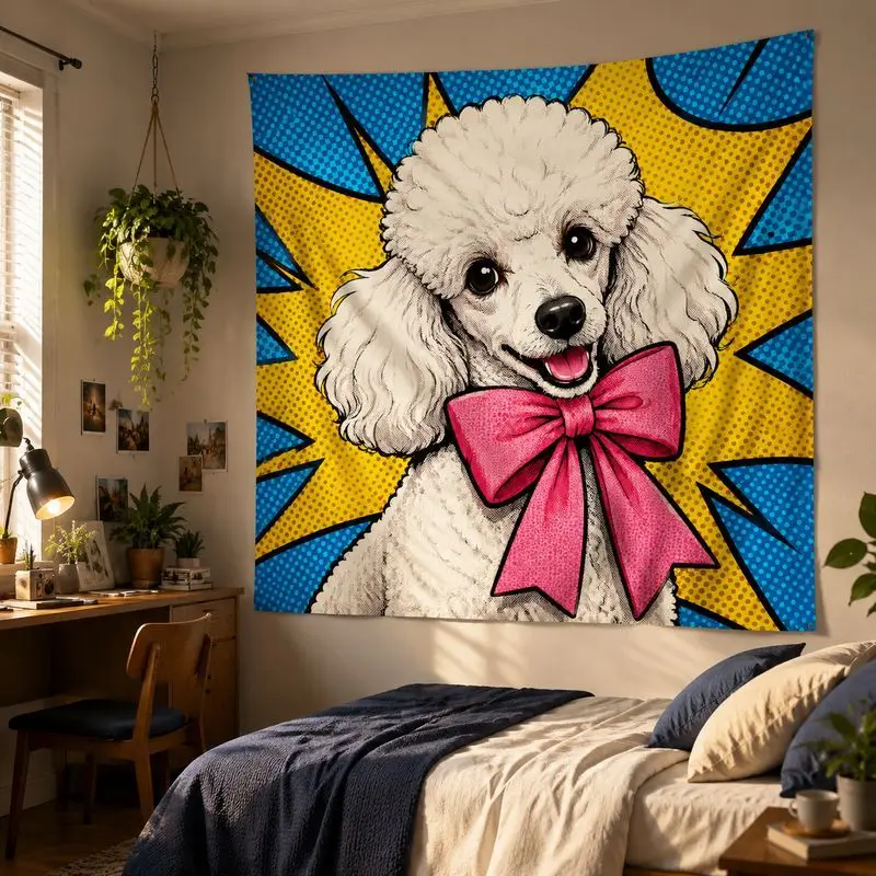 VIKAMA Colorful Cartoon Dog Tapestry Cute Pet Wall Hanging Children's Bedroom Dormitory Home Decoration