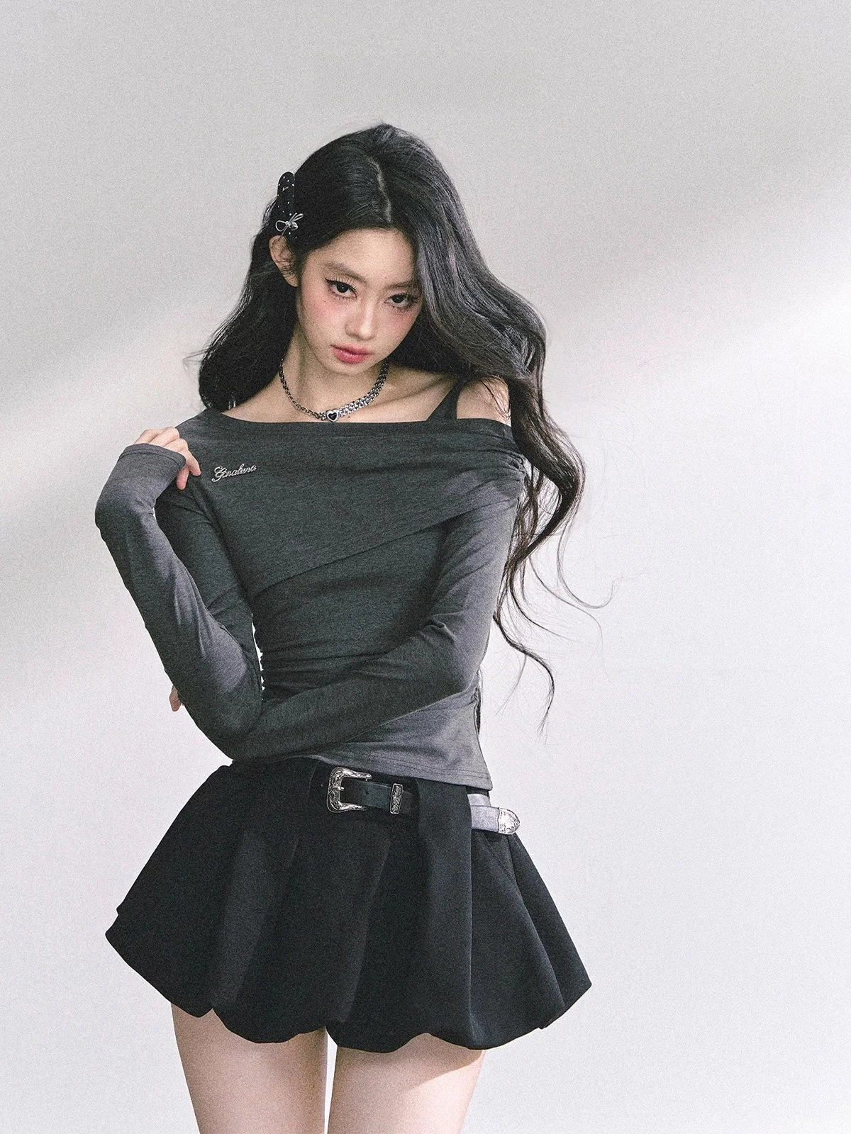 

Хлопковая футболка AOMALM до колен для женщин, с высокой талией, в стиле «Spicy Girl»