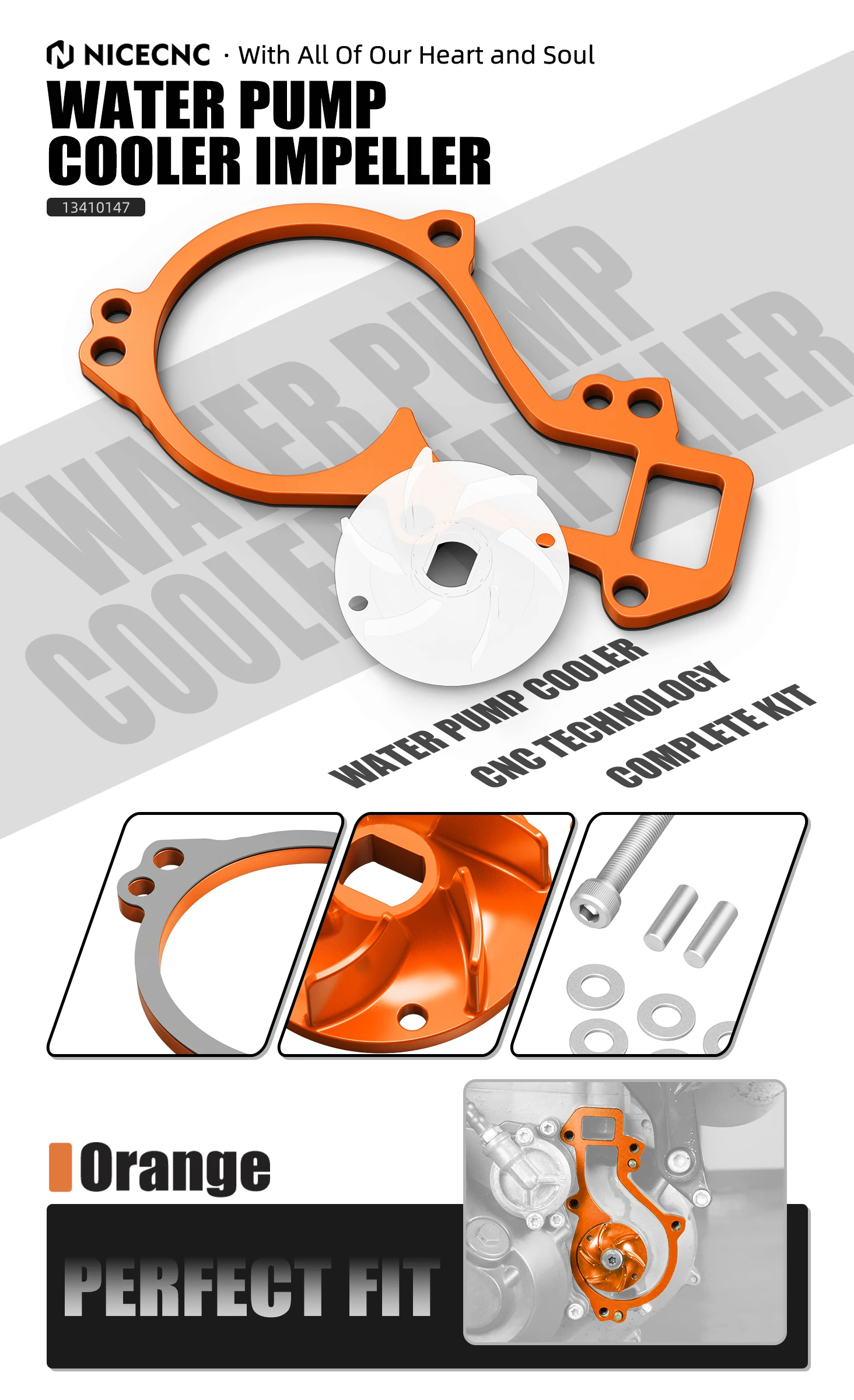 (EU-Lager) NICECNC Wasserpumpenabdeckung Wasserpumpenkühler Impeller-Abstandshalter für KTM 690 Enduro /R 690 SMC /SMC R 12-2023 Husqvarna 701 – Detail 18