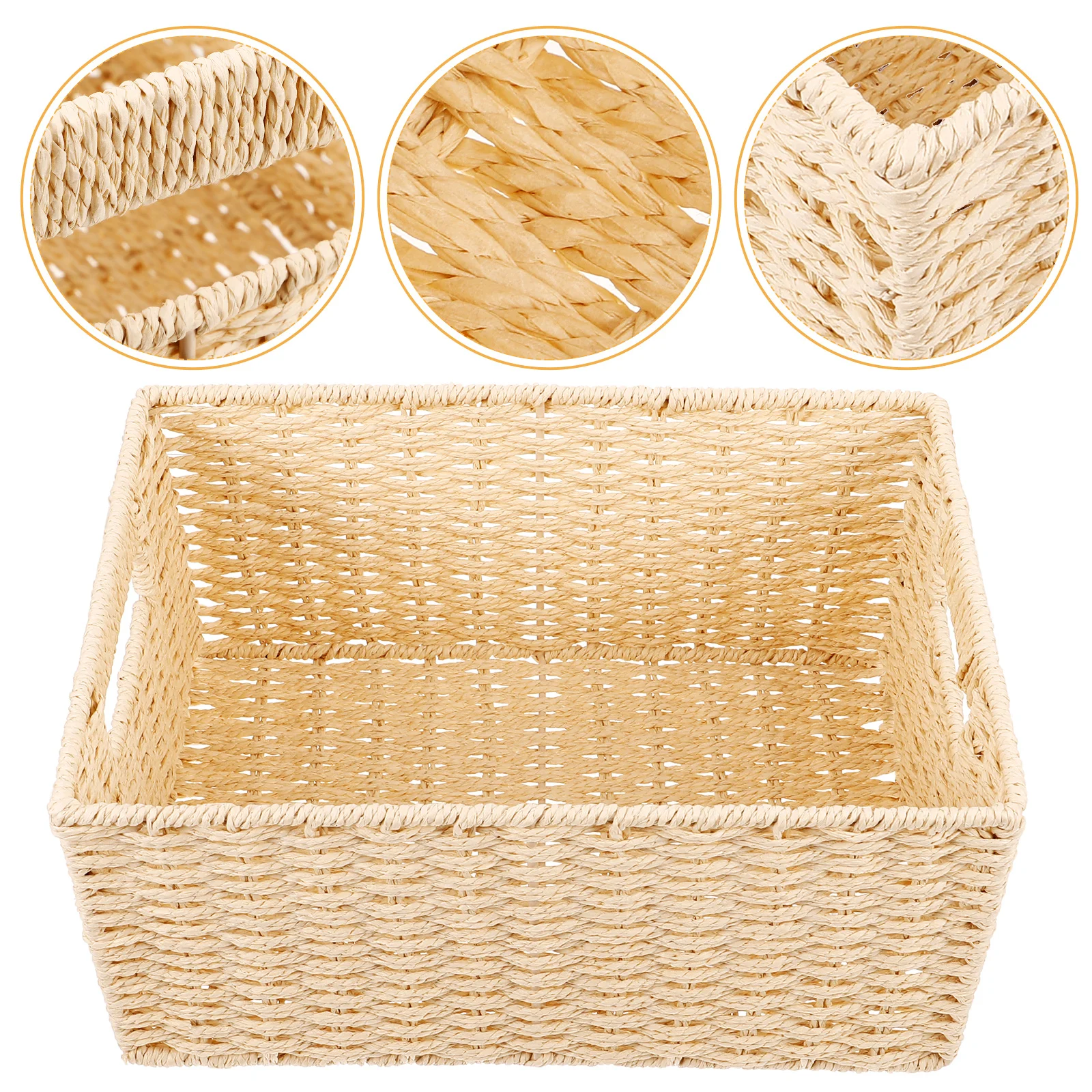 

Woven Basket with Handle Multi-Purpose Rustic Storage Organizer Basket for Household Sundries Desktop Fruit Vegetables