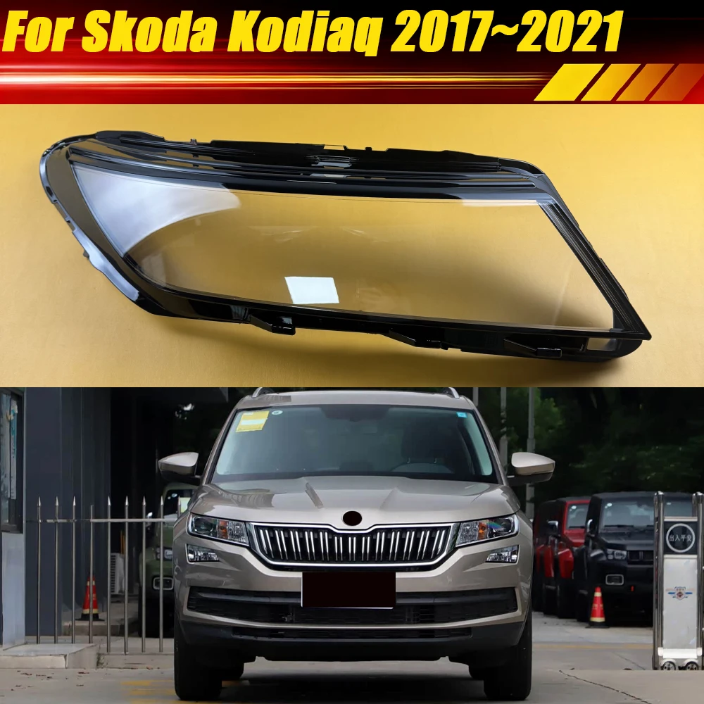 

For Skoda Kodiaq 2017~2021 (Big) Headlamp Cover Clear Lamp Shade Headlight Shell Lens Plexiglass Replace Original Lampshade