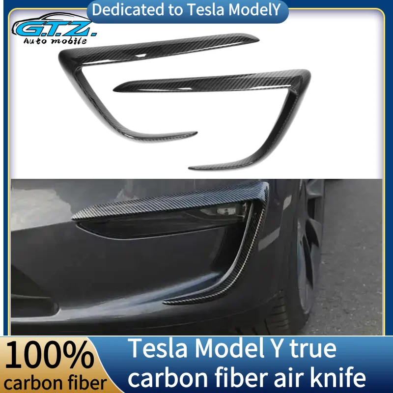 

Applicable for Tesla Model Y 100% carbon fiber air knife front fog lamp frame modified exterior trim decorative sticker