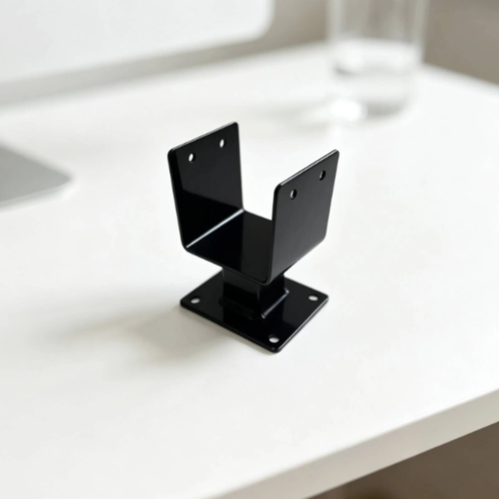 4 Pieces U-Shaped Post Base Black Fence Post Bracket U-Shaped Bracket Metal High-Strength for Builders, Pergola, Railing