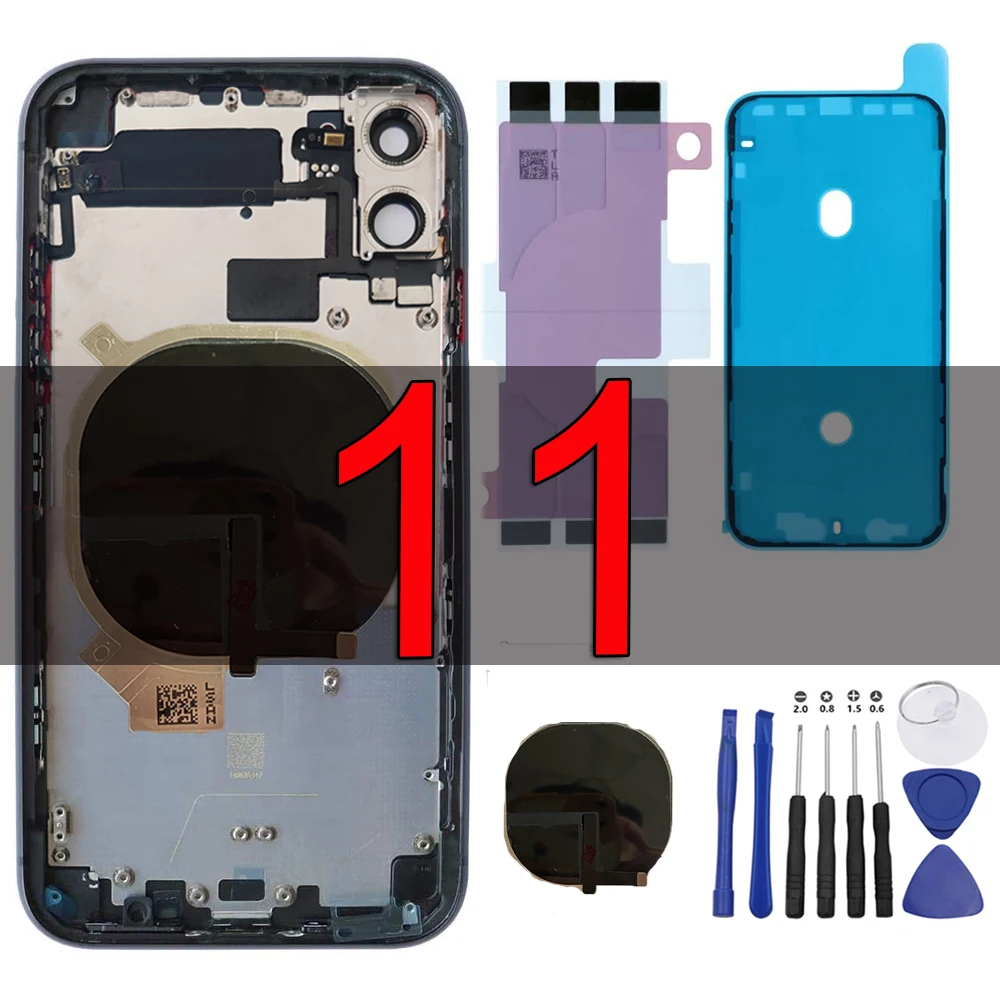 

For iPhone 11 Housing Full Assembly with Parts Middle Frame Cover with Power Volume Flex Cable Side Buttons for 11,A2111, A2221