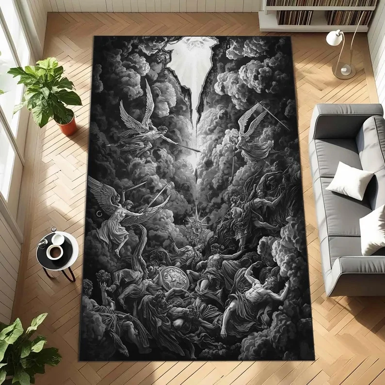 The Mouth of Hell Design, Gothic Rug, Dante Rug, Renaissance Theme Rug, Paradise Lost Rug, Gothic Art Rug Home Deco