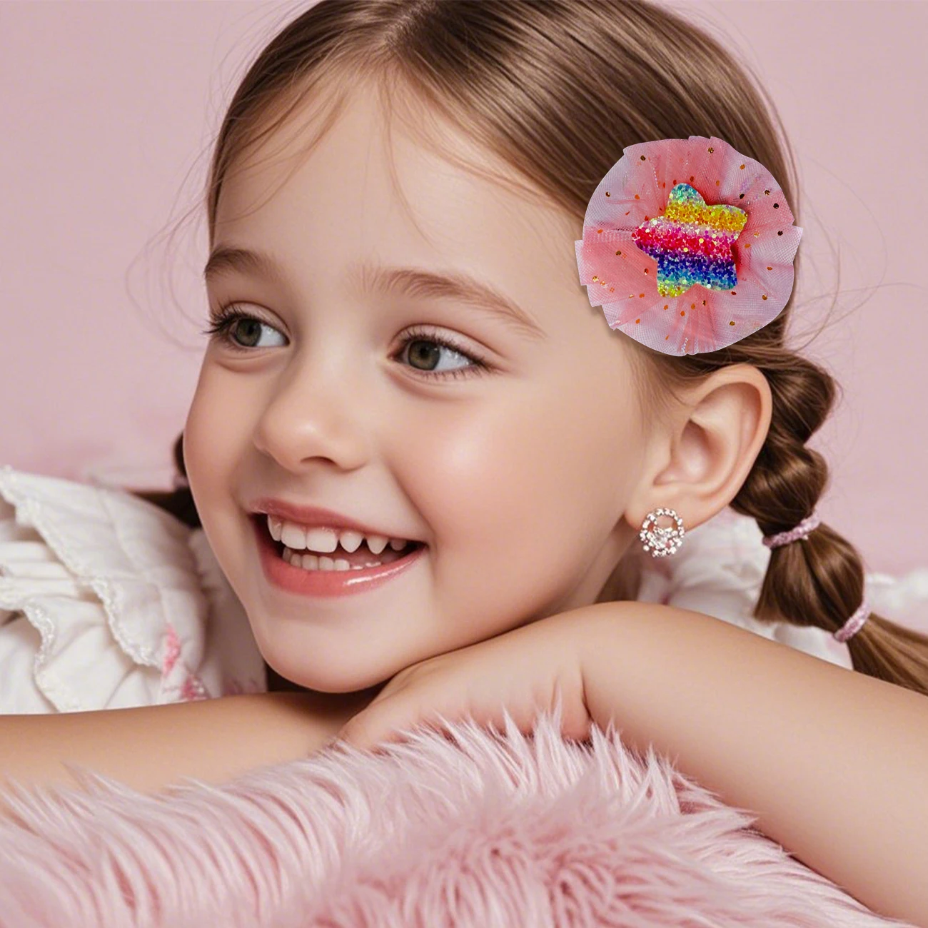 مشابك شعر سباركلي مصنوعة يدويًا للفتيات - 10 عبوات من مشابك الدانتيل ومشابك التمساح وأقواس الشعر اللطيفة للأطفال والرضع وإكسسوارات الشعر