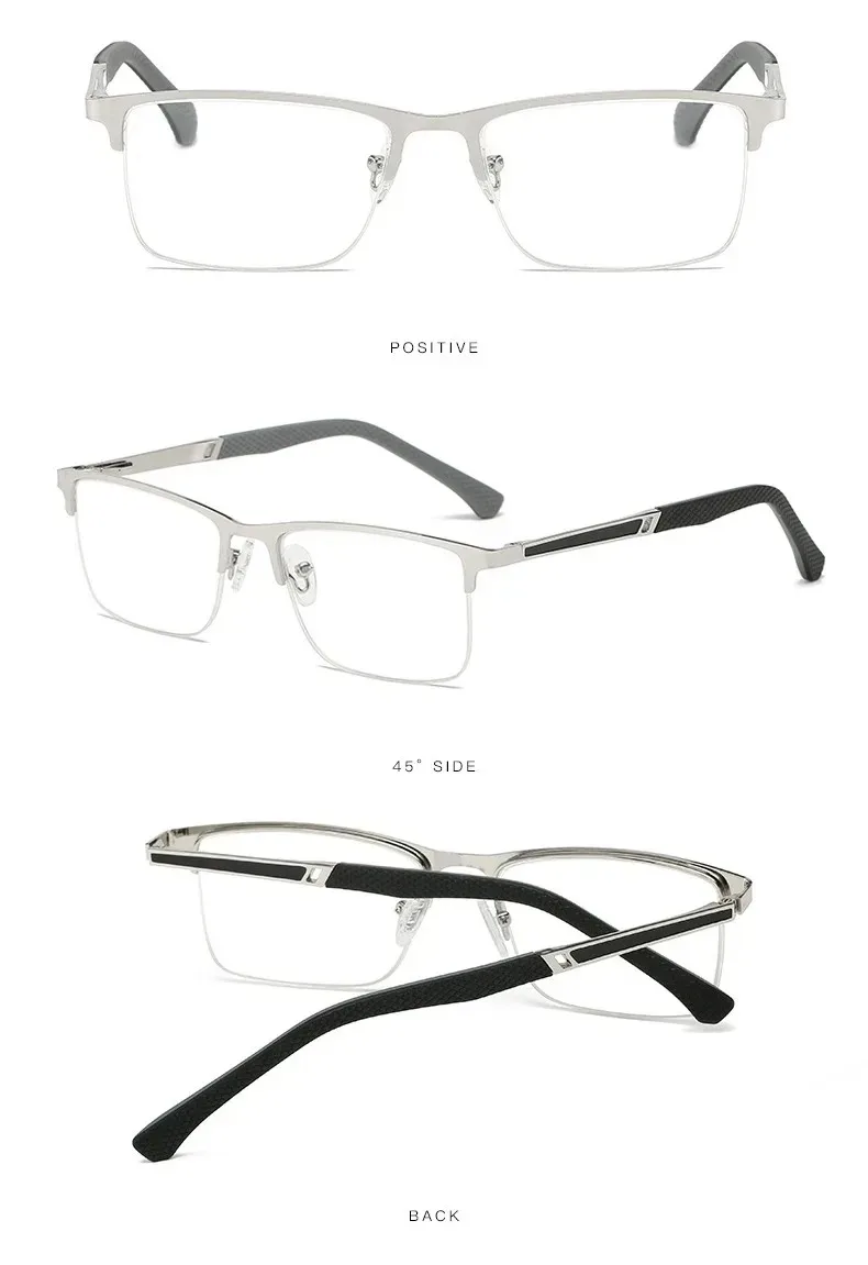 2025 neue Metall Halbrahmen Anti Blau Licht Presbyopie Brille Business Leichte Lesen Presbyopie Brille – Detail 4