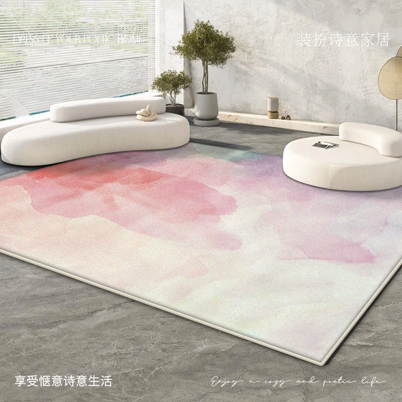 Simple Pink Room Decoration Aesthetic Carpet Modern Non-slip Large Rugs for Living Room Soft Dressing Table Mat Customizable