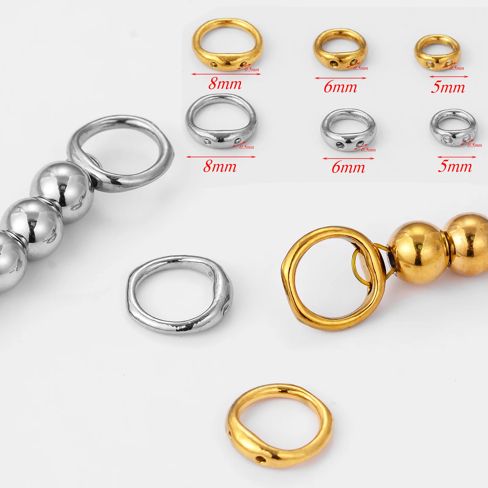 

20pcs 2 Hole Stainless Steel Clasps For Beading Supplies 5 6 8 mm Necklace End Connectors Hooks Jewelry Bracelet Making NO Fade