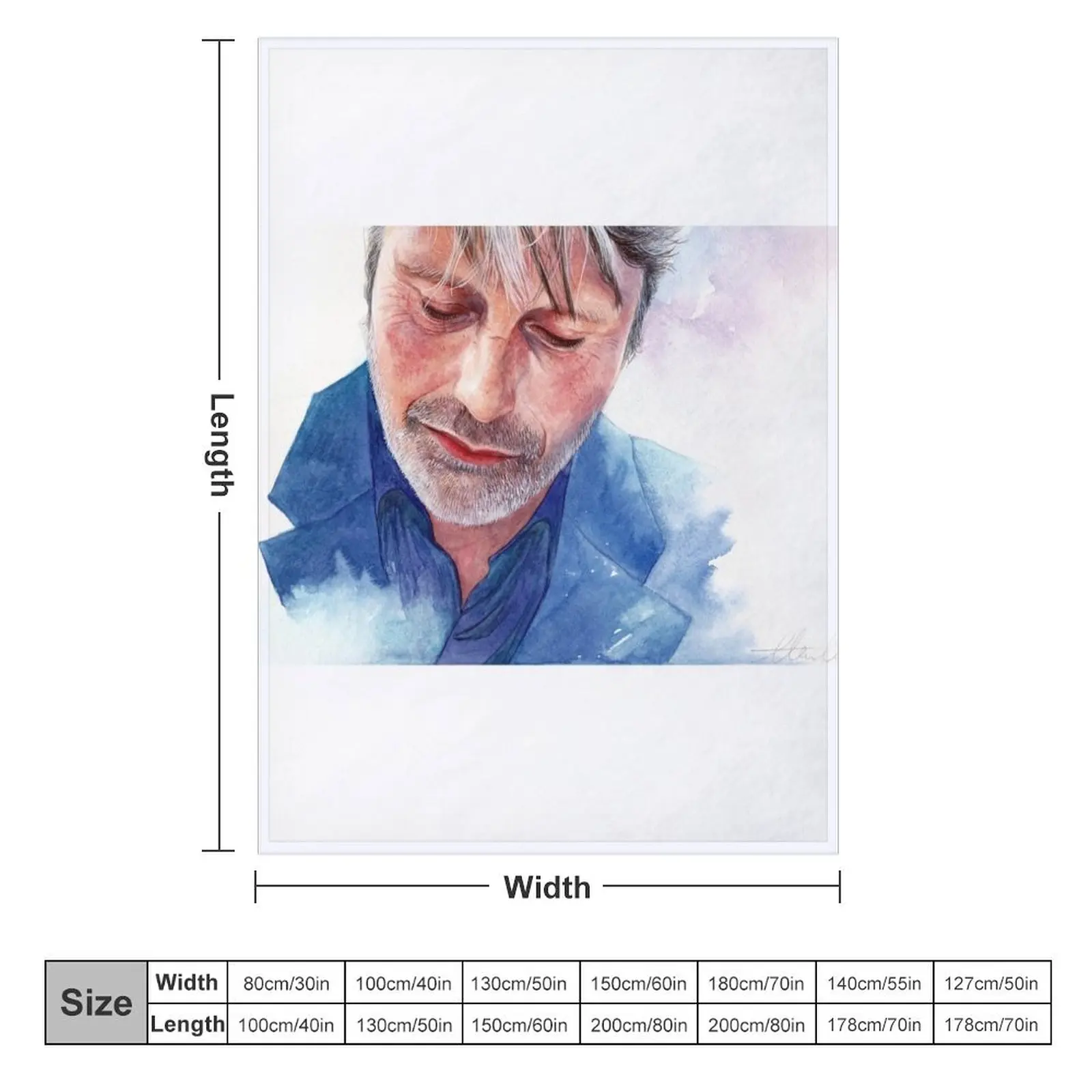 Mads Mikkelsen / Sexiest man in Denmark / Watercolor Throw Blanket halloween Giant Sofa Plush Luxury Designer Blankets