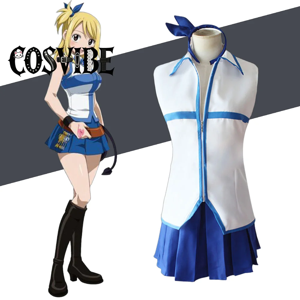 

Fairy Tail Lucy Heartfilia Cosplay Costume Wig - Top Skirt Hairpin Set Halloween Party Women Makeup Outfit