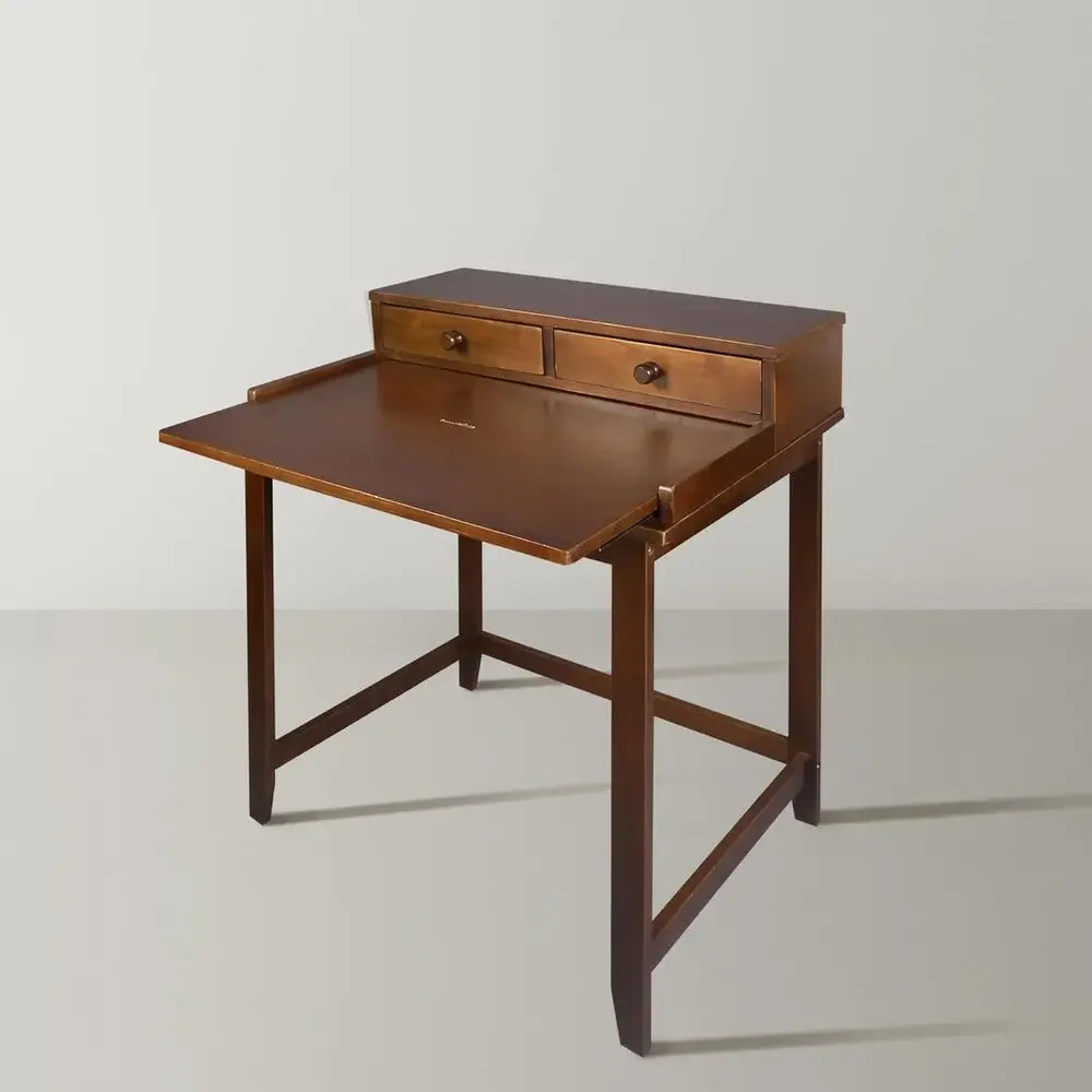 Elegant Wooden Home Office Desk with Drawers, Pull-Out Shelf, and Hidden Compartment