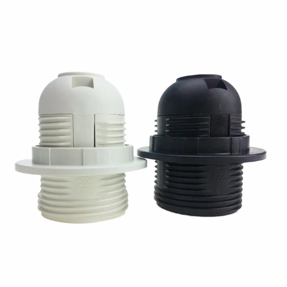 1PCS E27 Light Bulb Base Plastic Full Screw Lamp Holder Pendant Socket Lampshade Ring for White Black 250V 4A