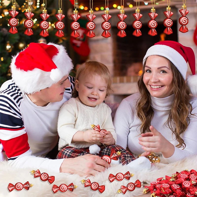 1 صندوق 11 سنتيمتر عيد الميلاد الحلوى الحلي عيد الميلاد بريق معلقة الحلوى شجرة عيد الميلاد معلقة ديكور المنزل 2026 السنة الجديدة هدية نافيداد