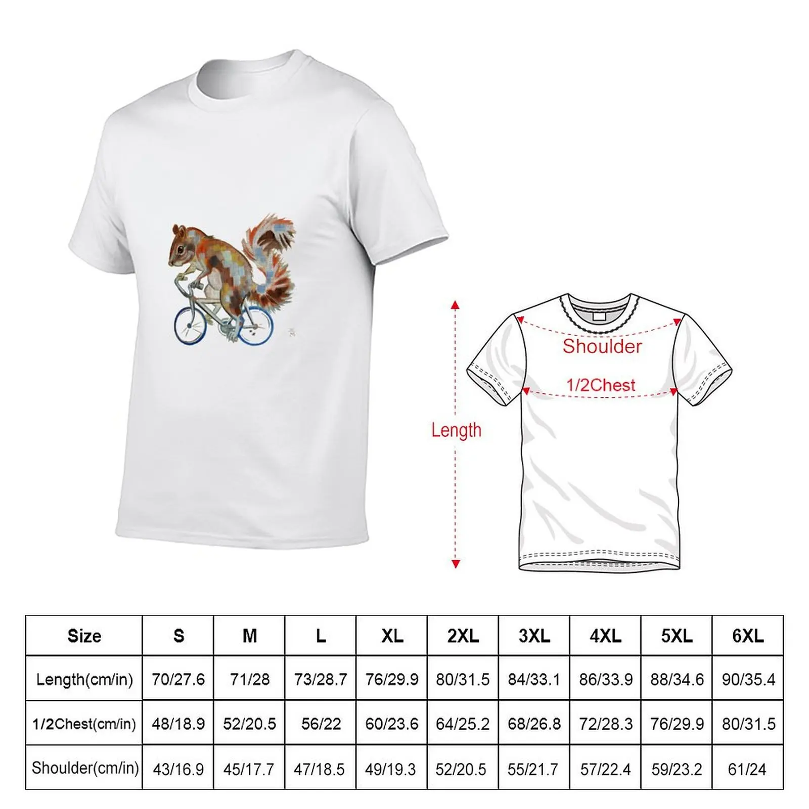 Squirrel On Bike Pick your own Background T-Shirt Classic Basic Casual T-Shirt