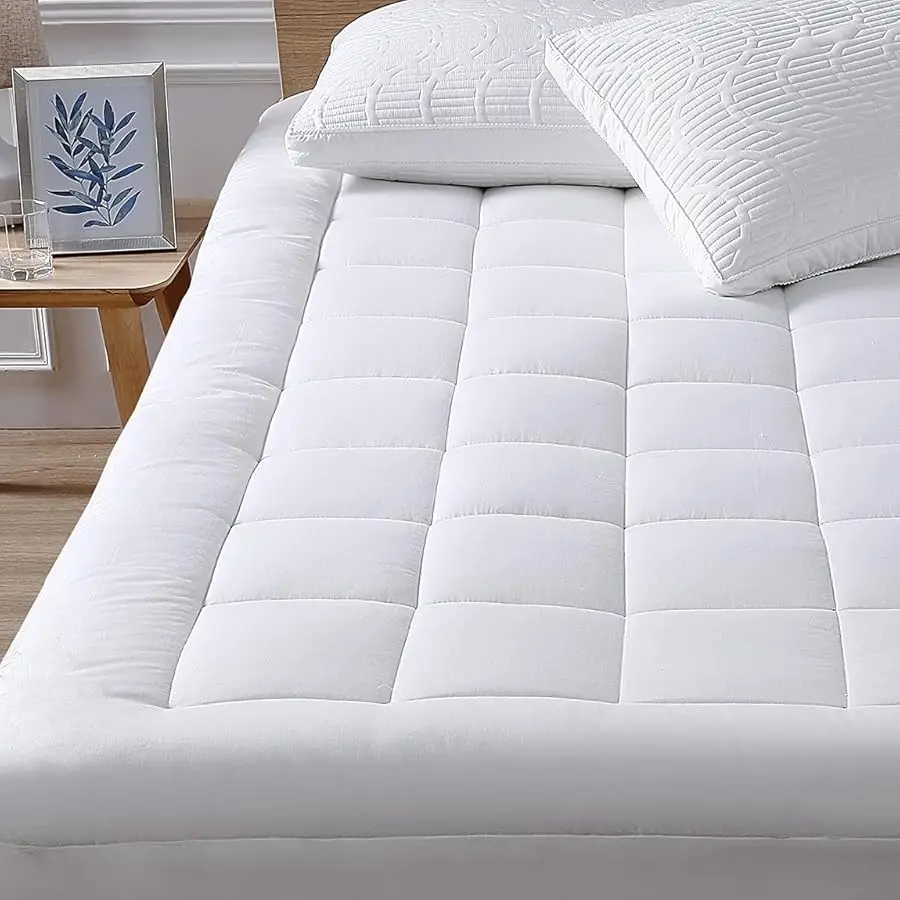 

Queen Mattress Pad Co er Cooling Mattress Topper Pillow Top with Down Alternati e Fill (8-21” Fitted Deep Pocket Queen Size) Whi