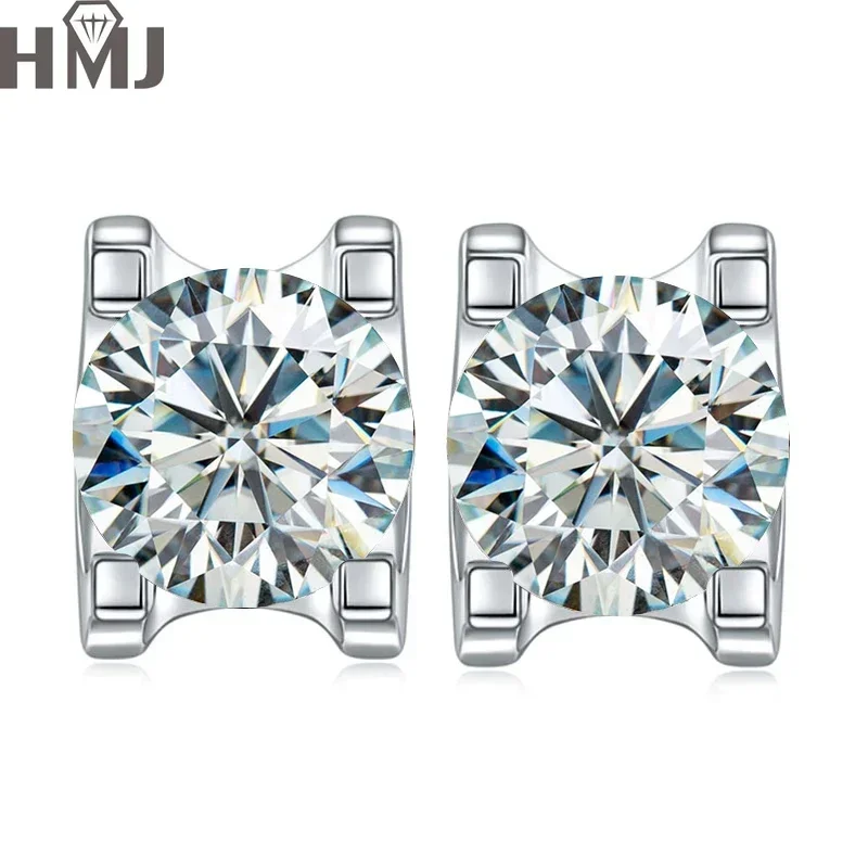 Real Moissanite Diamond Star Stud Earrings GRA Certified D Color 100% Pure 925 Sterling Silver for Women Wedding Fine Jewelry