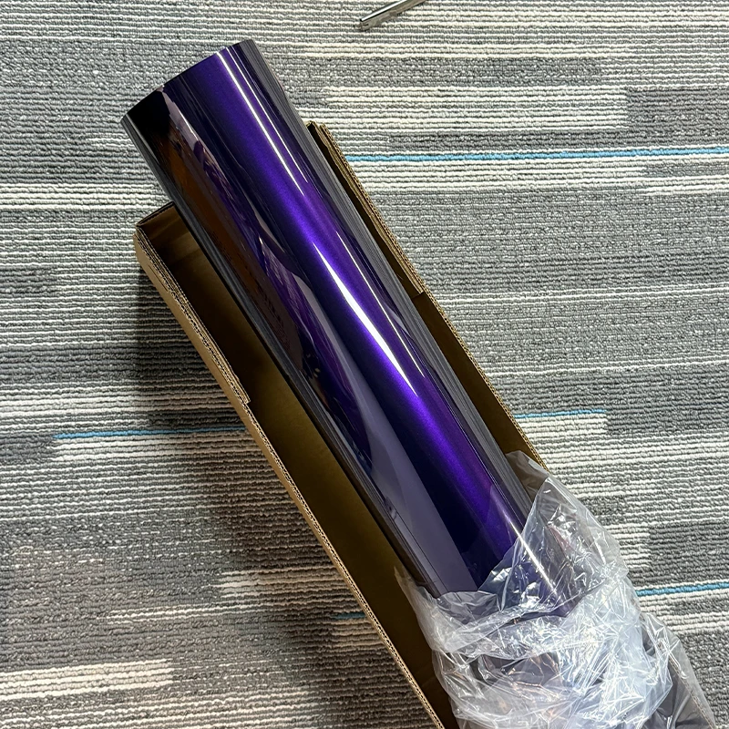 1.52x18M/5M/3M PET Glossy Metallic Midnight Purple Vinyl High