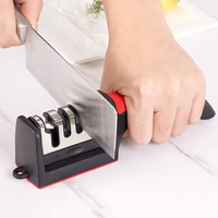 4 in 1 Knife Sharpener 4 Stage Sharpening Tool with Removable Head Non slip Handle Base Hanging Design for Knives Scissors Black