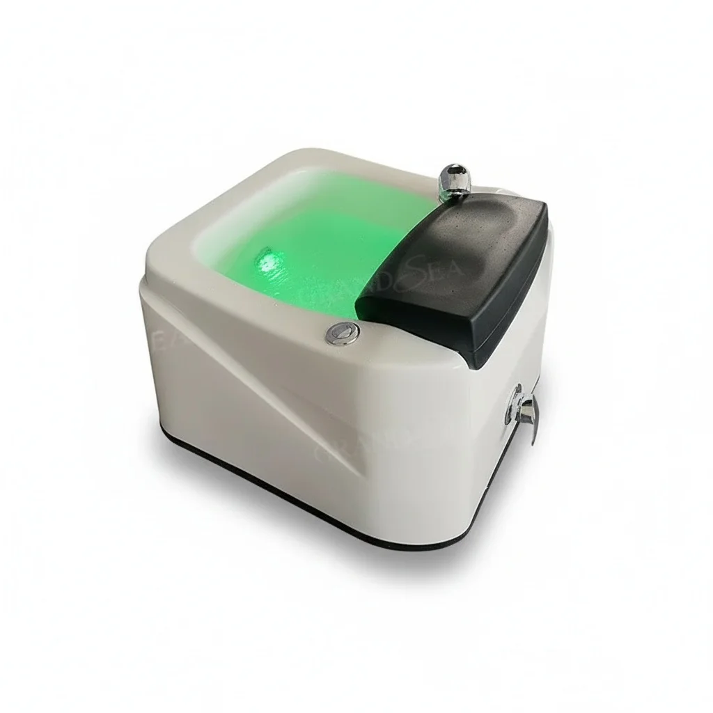 

Acrylic Pedicure Basin, Portable Fiberglass Foot Spa Massage Bowl, Whirlpool Air Jet Massage with Multicolor LED Light, Salon