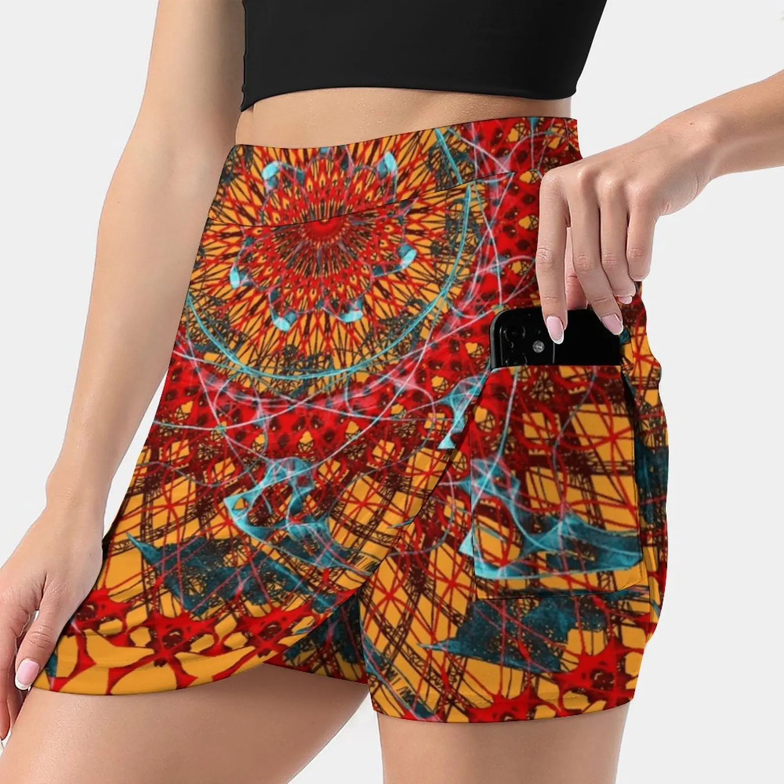 Ocean'S Sunset Women's skirt Aesthetic skirts New Fashion Short Skirts Magick Mandalas Oceans Sunset Mandala Red Orange Fire