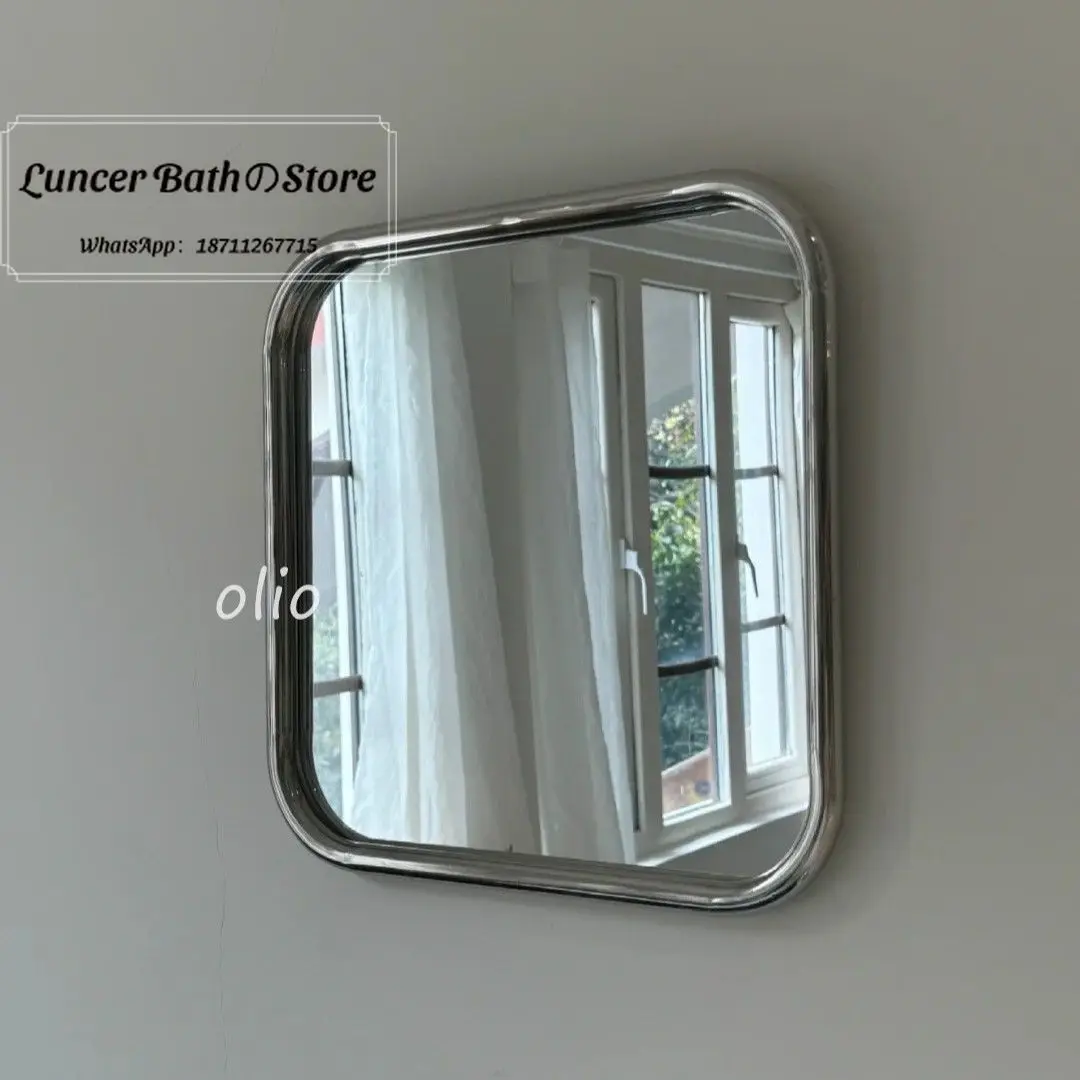 INS Style Full Length Mirror, Stainless Steel Tube Frame, Minimalist Wall Mounted Mirror for Home Bedroom Decor