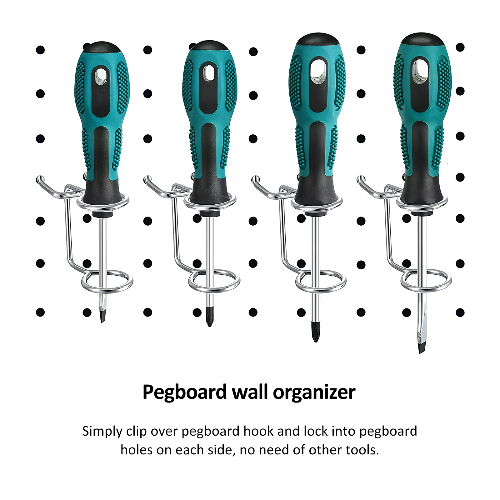 

20 pcs Hooks Hardware Tool Holders Iron Screwdriver Wrench Organizers Double Ring Racks Wall Mount Storage for for Pegboard
