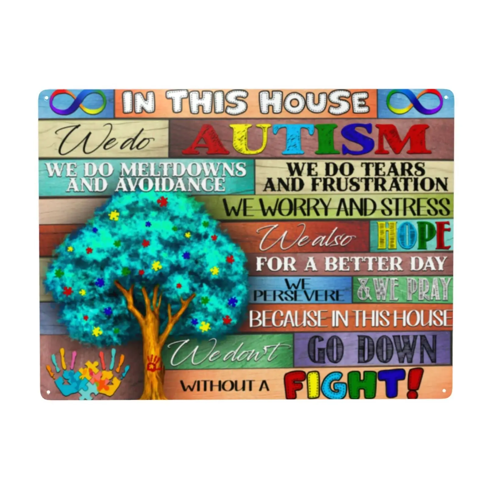 in This House We Do Autism Aluminium Tin Metal Sign Wall Decor Fun for Home Kitchen Bar Room Garage Vintage Poster Plaque 12"