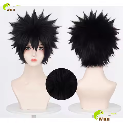 Anime Cosplay Wig 25cm Short Black Cosplay Wigs Heat Resistant Synthetic Hair + Free Wig Cap