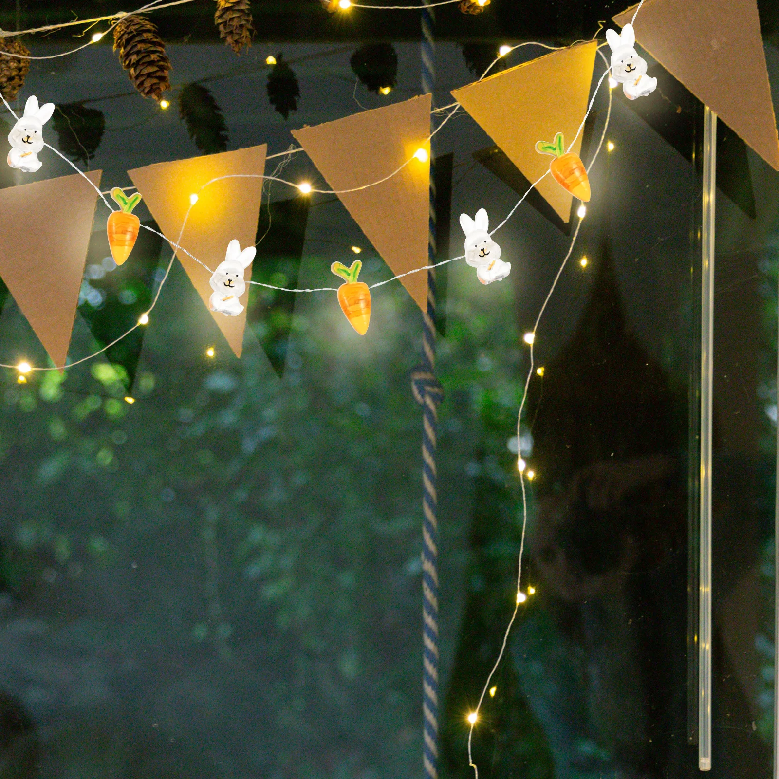 تعمل سلسلة أضواء عيد الفصح 50 LED 5M تصميم أرنب الجزرة داخلي في الهواء الطلق سلسلة أضواء عيد الفصح تعمل #2