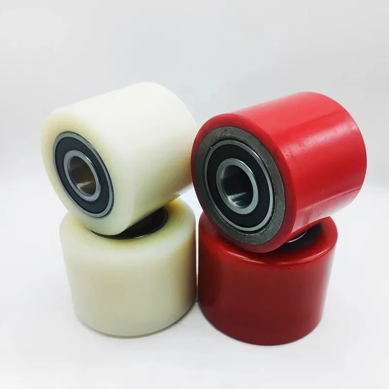 1PC Hydraulic Pallet Truck Wheels Hand Pallet Truck Wheel 70*55/80*60mm PU/nylon with Bearings 6204