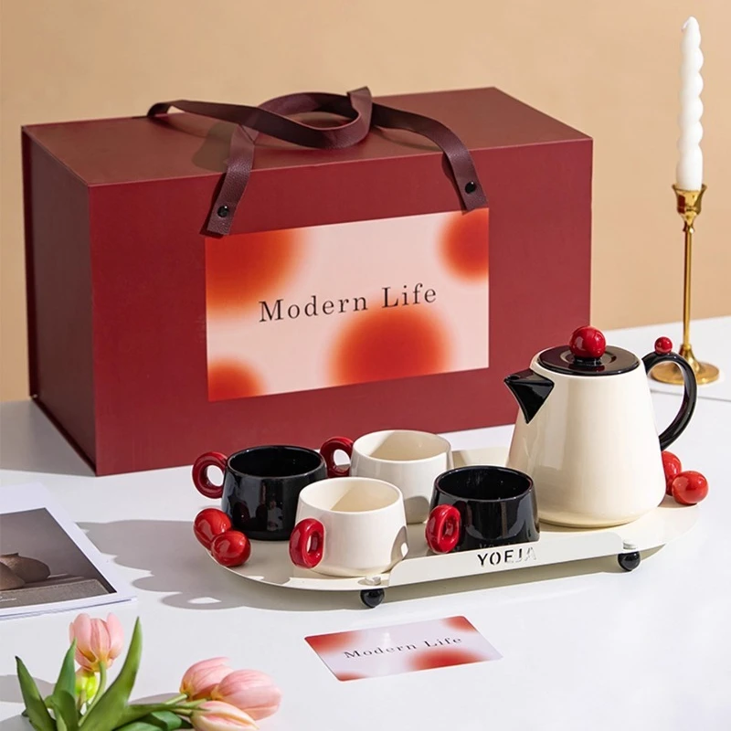 

Kettle teacup set cup household living room cup set housewarming flower tea set wedding engagement gift