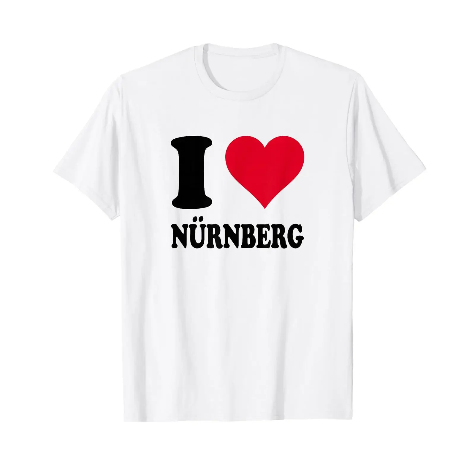 T-Shirt mit deutschem Text „Ich liebe Nürnberg“, Vintage-Look, gewaschen, stilvolle Designerkleidung, weiches Material, leichtes Oberteil für den Alltag.