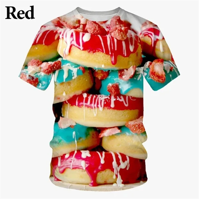 Lustiges Essen Donuts Grafik T-Shirt für Männer Kleidung 3D-Druck Frankreich Cookie T-Shirt lässige Frauen übergroße T-Shirts y2k Kinder Tops