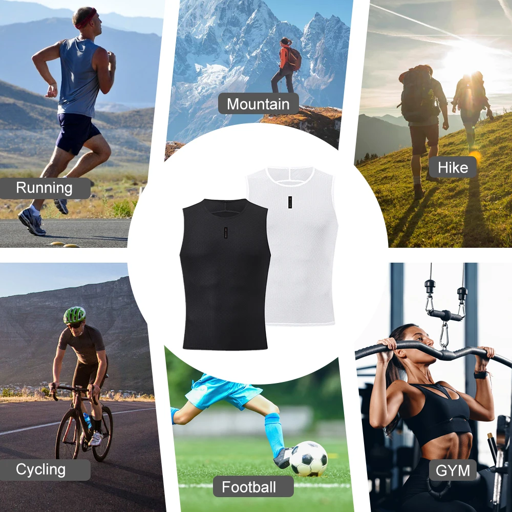 HISERWA Men Cycling Base Layer MTB Road Bicycle Vest  Bike Mesh Underwear Breathable Quick Dry Cycling Undershirt Cycling Vest