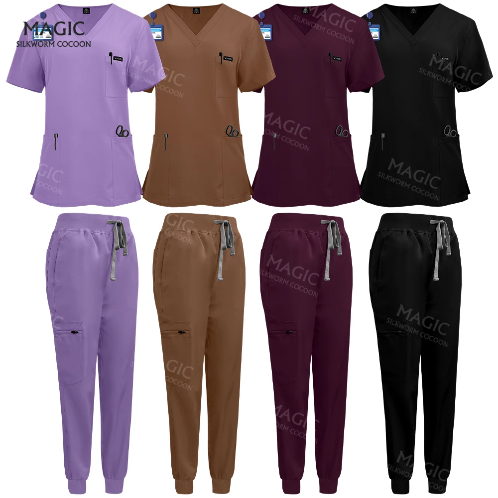 

Medical Uniform Solid color Work Clothes Hospital Accessories High Quality Medical Clothing for Women Men Dentist Scrub WorkWear