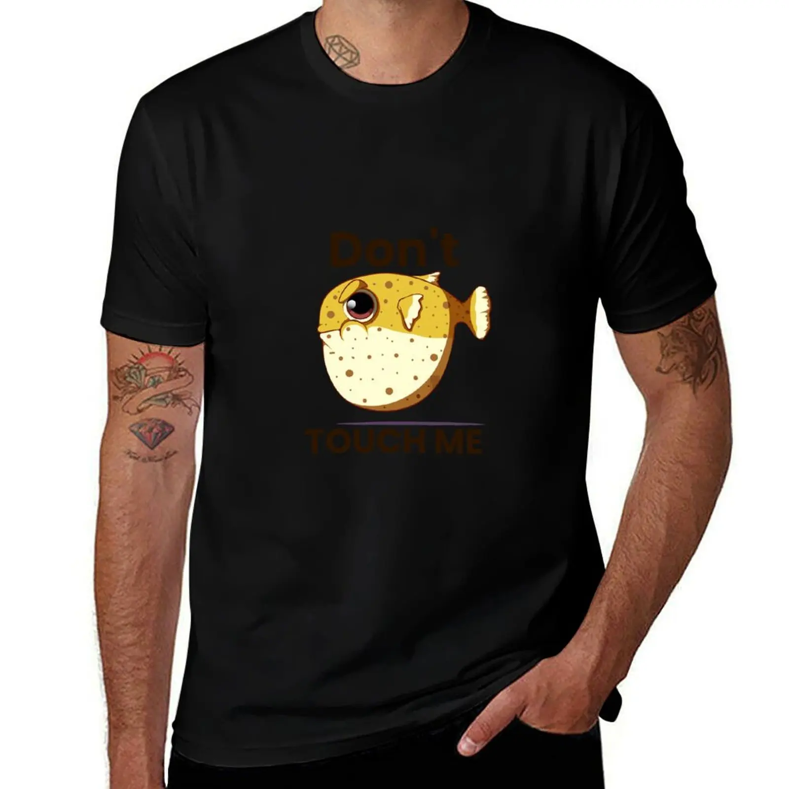 Illustration of puffer fish T-Shirt Large Size Basic Casual T-Shirt