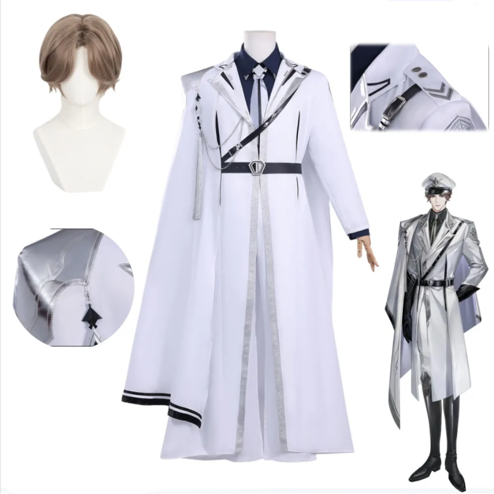 

Beyond the World Yi Yu Sun and Moon Journey Cosplay Full Set White Cape Suit Adult Men Otome Game Halloween Comic Con Outfit